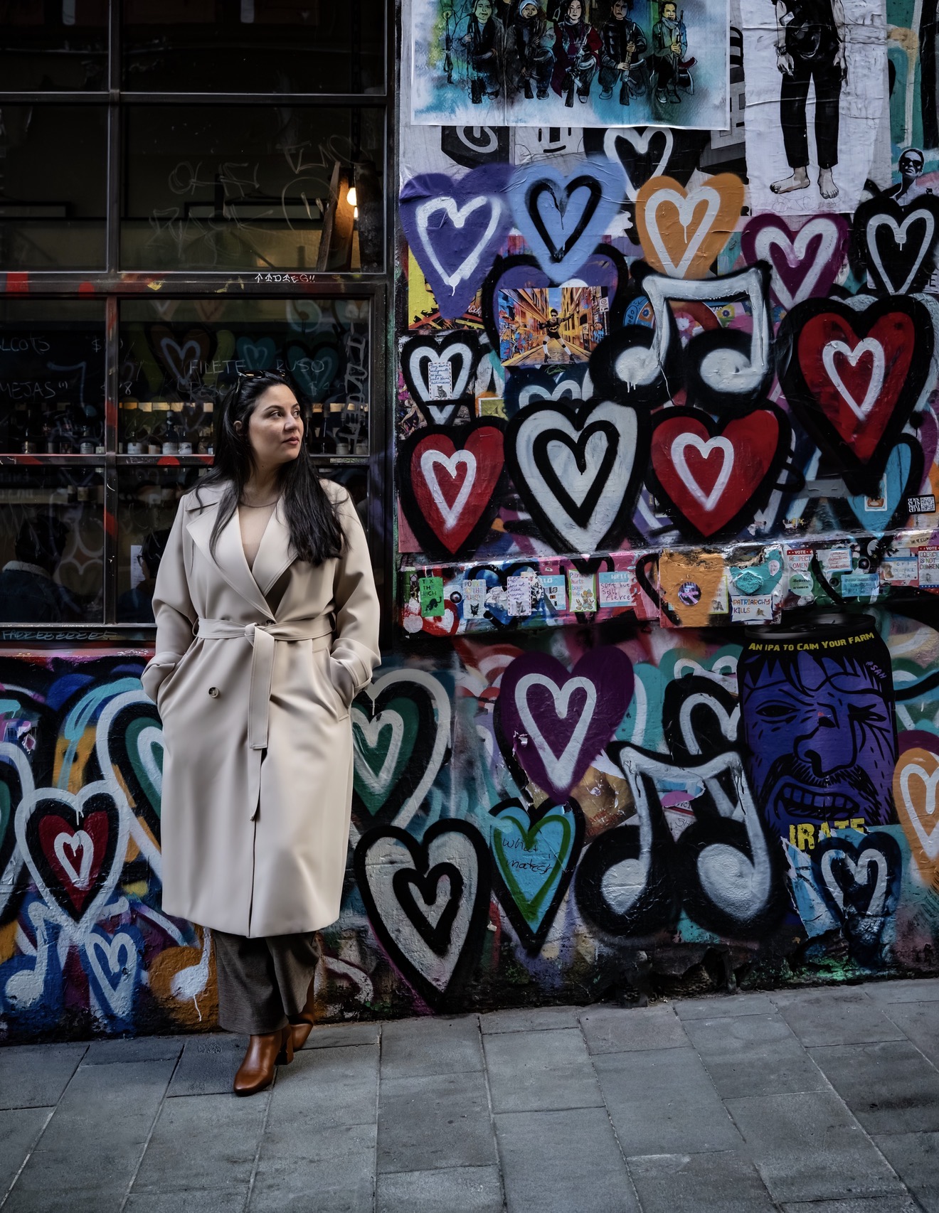 Editorial portrait in a colourful Melbourne laneway